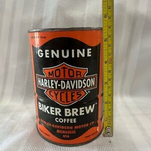 Harley-Davidson Orange and Black Coffee Tin with Logo
